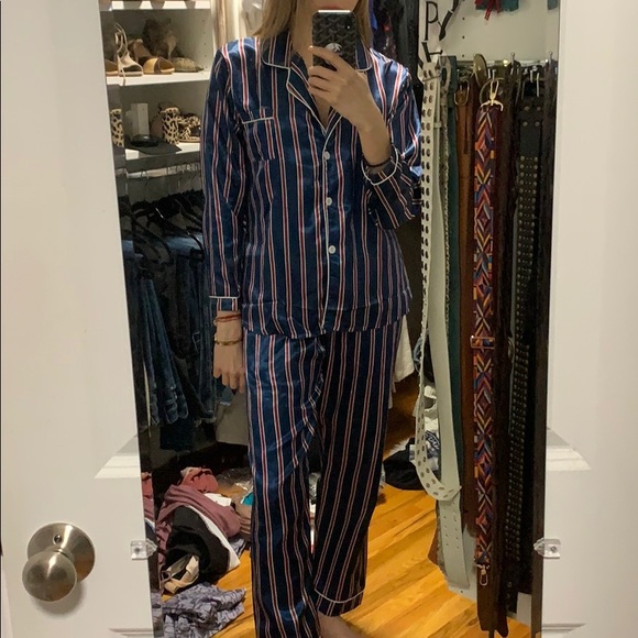 Blue striped silky Pj set small - Picture 2 of 8